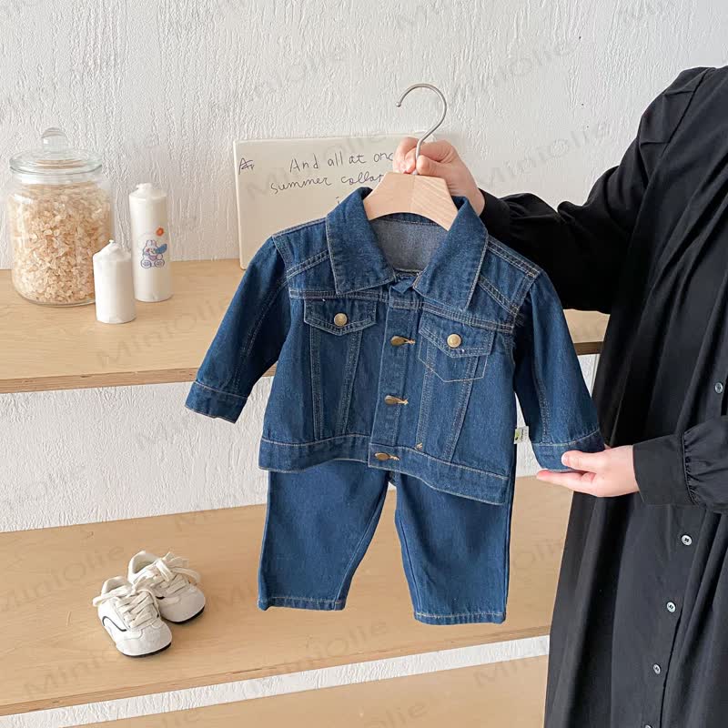 Zweiteiliges Set aus Blau Denim für Baby und Kleinkind - Blau - 3-5J - image 1