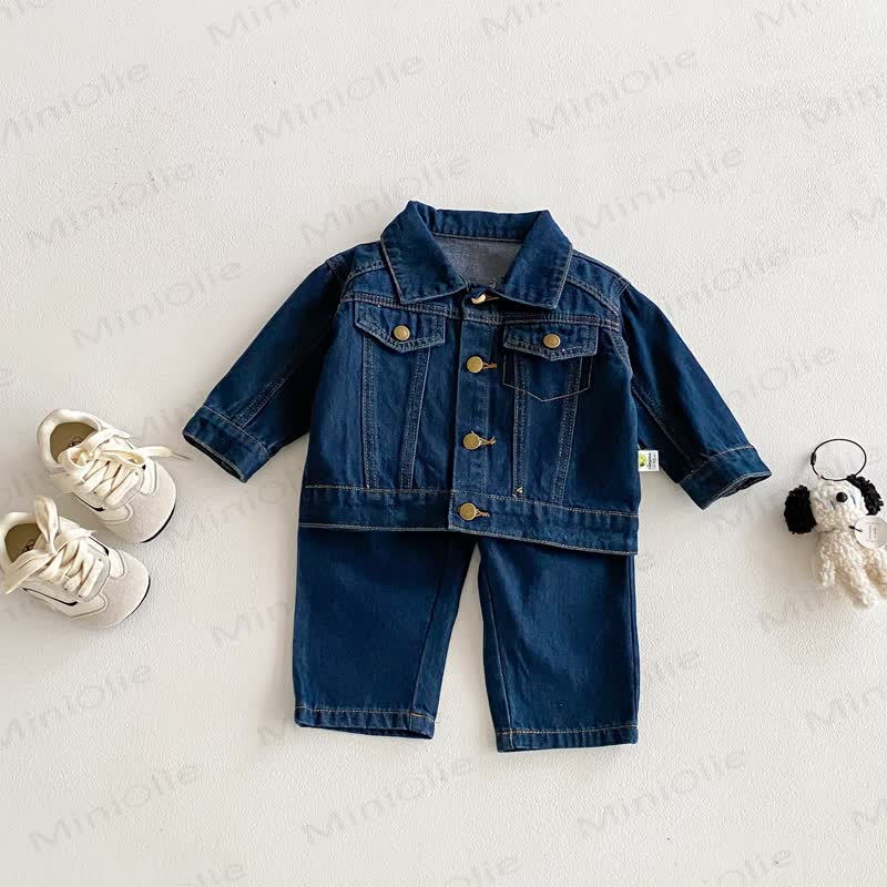 Zweiteiliges Set aus Blau Denim für Baby und Kleinkind - image 2