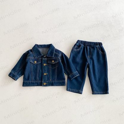 Zweiteiliges Set aus Blau Denim für Baby und Kleinkind - image 3