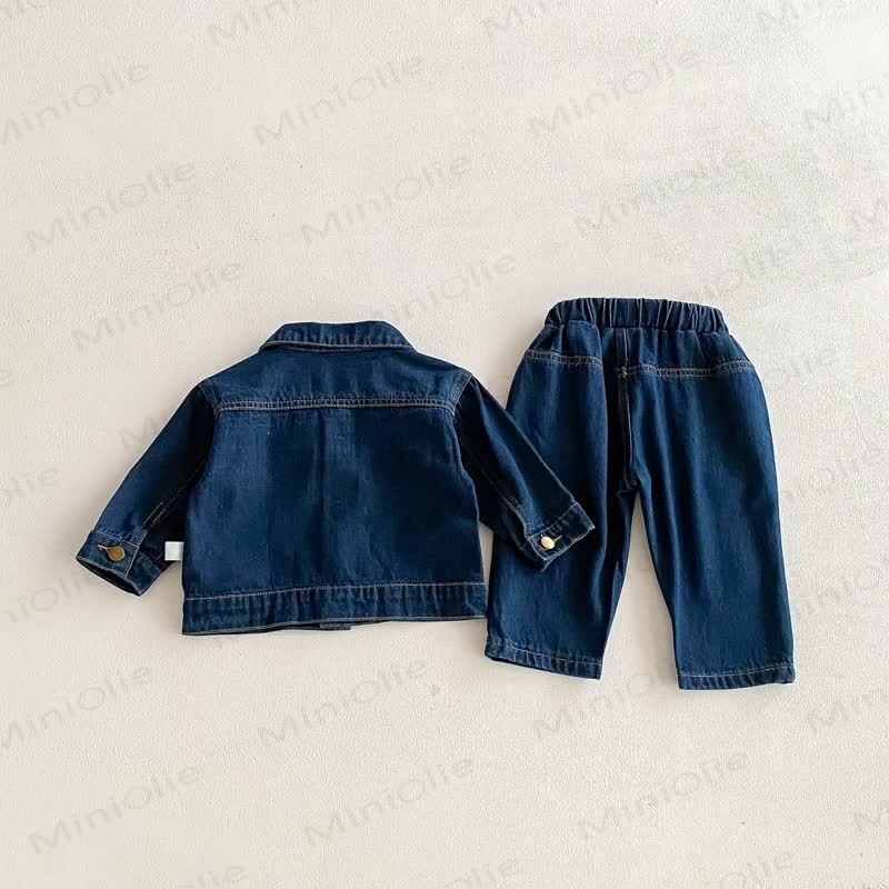 Zweiteiliges Set aus Blau Denim für Baby und Kleinkind - image 4