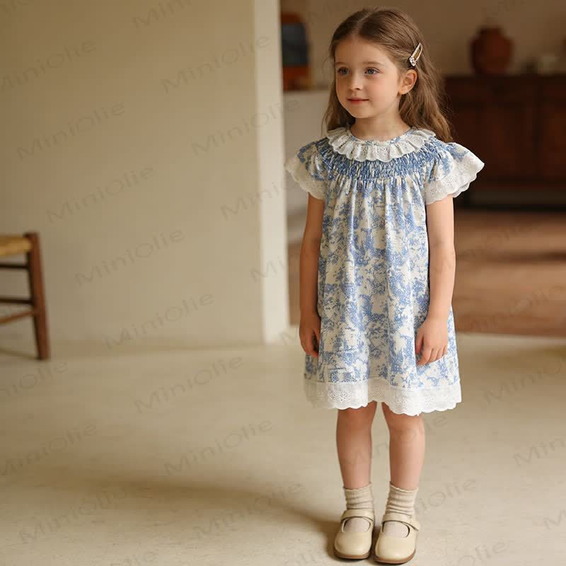 Blau Kleid mit Blume für Baby Mädchen - image 5