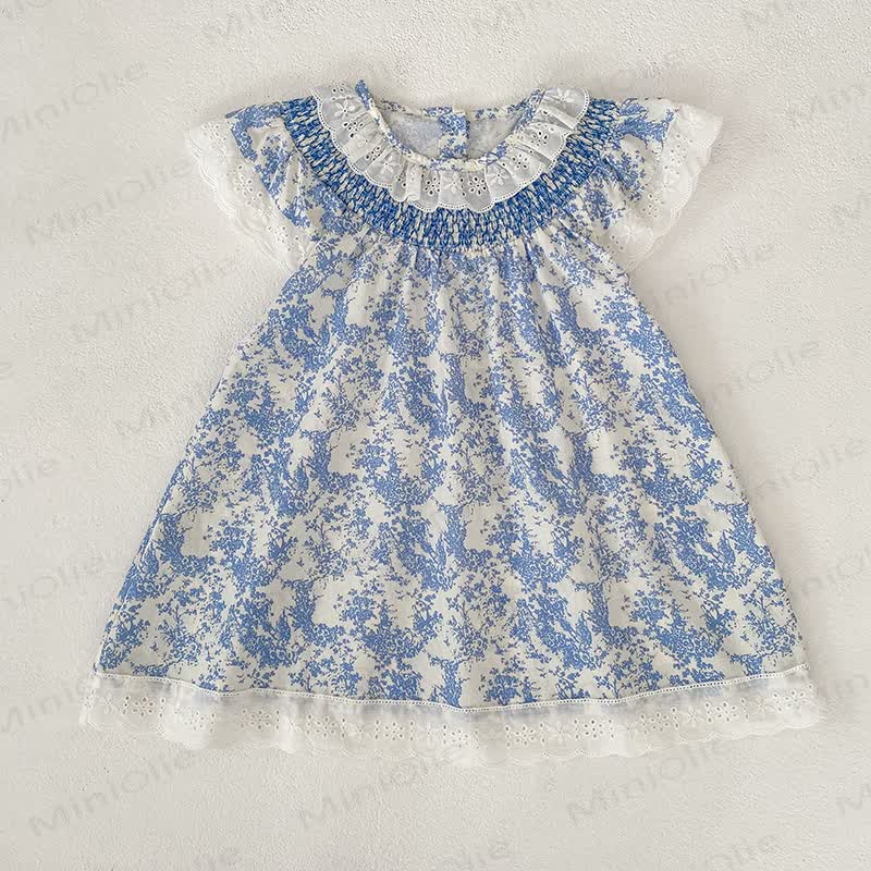Blau Kleid mit Blume für Baby Mädchen - image 3