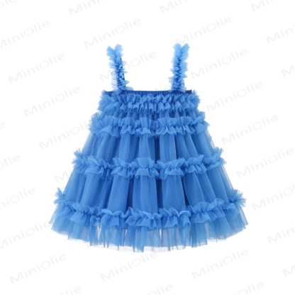 Baby Kleinkind Mädchen Blau Einfarbig Kleid in Unifarbe - image 2