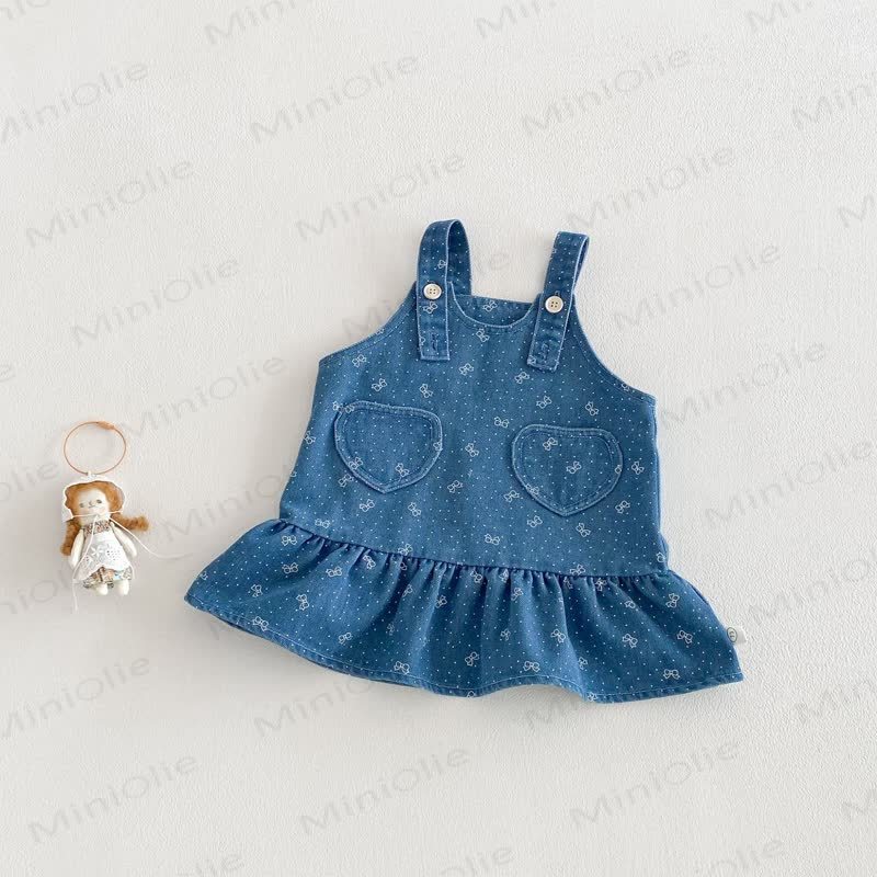 Baby mit Kleinkind und Süß Liebe / Beige Spitze - Blau Kleid - 3-5J - image 3