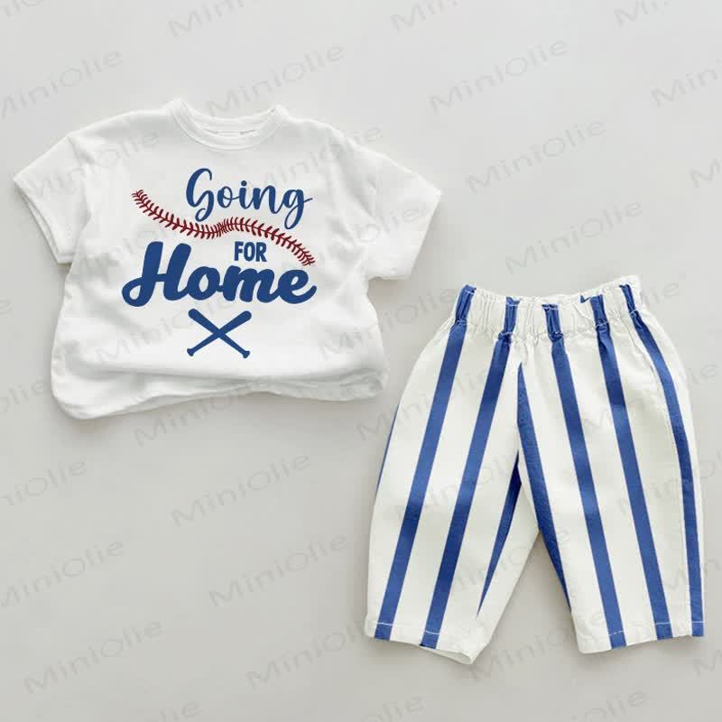 GOING FOR HOME Baby 2-teiliges Baseball- Set , Blau -vertikal Streifen - Weiß & Blau - 2-3J - image 1