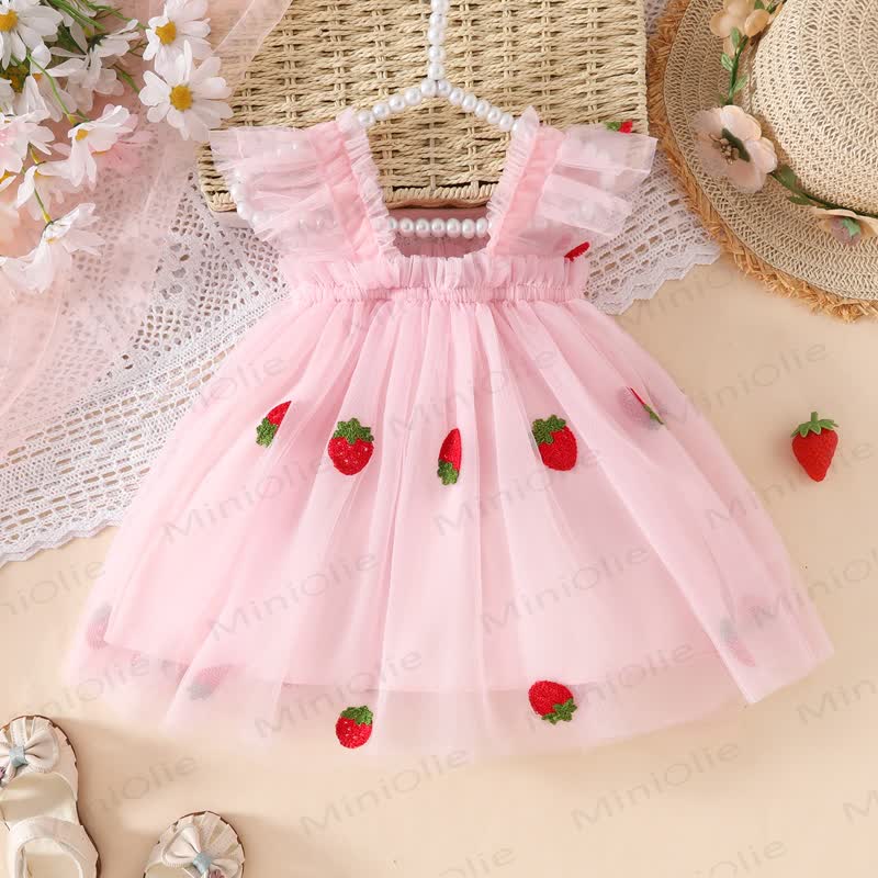 Süß Netz Kleid für Baby mit fliegenden Ärmeln - image 19