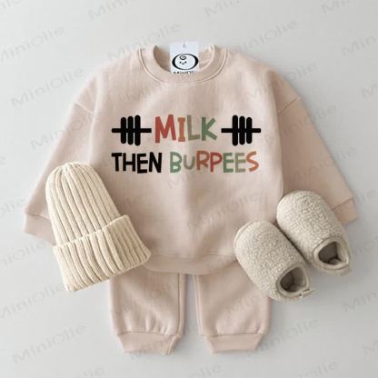 MILK THEN BURPEES Baby Sweatshirt Set , 2-teiliges , Beige - Beige - 2-3J - image 1