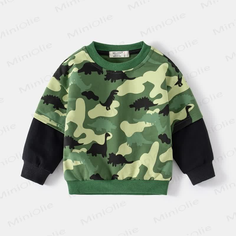 Kleinkind -Jungen Sweatshirt mit Dinosaurier Tarnmuster - Grün - 8Y - image 1