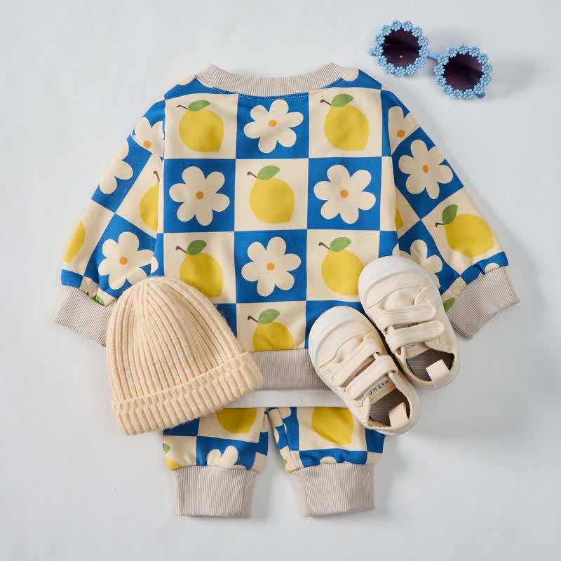 Baby Beige Plaid Lemon Blume 2-teiliges Set - image 3