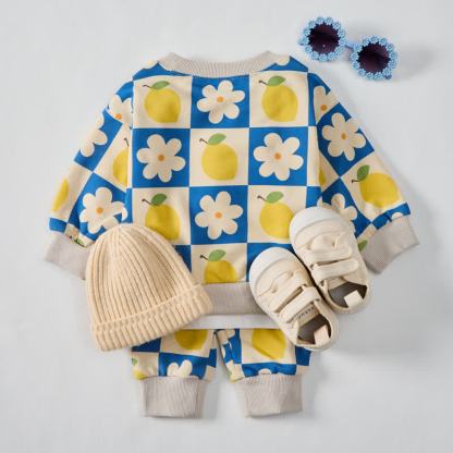 Baby Beige Plaid Lemon Blume 2-teiliges Set - image 3