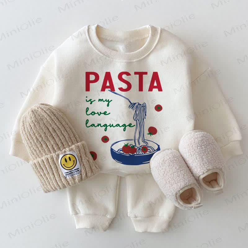 PASTA IS MY LOVE LANGUAGE Baby Sweatshirt , weiß, 2-teiliges Set - Weiß - 2-3J - image 1