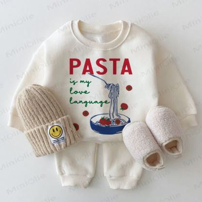 PASTA IS MY LOVE LANGUAGE Baby Sweatshirt , weiß, 2-teiliges Set - Weiß - 2-3J - image 1