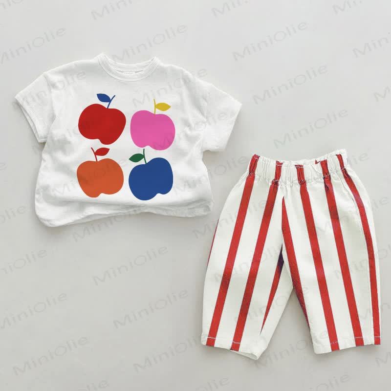 Baby Set , Mehrfarbig , apfelrot, vertikal Streifen, 2-teilig - Weiß & Rot - 2-3J - image 1