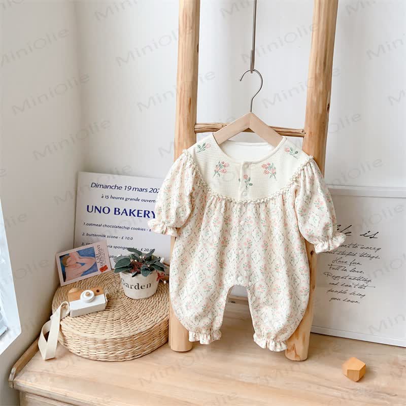 Baby Mädchen - Pyjama mit Gestickt - Beige - 18-24M - image 1