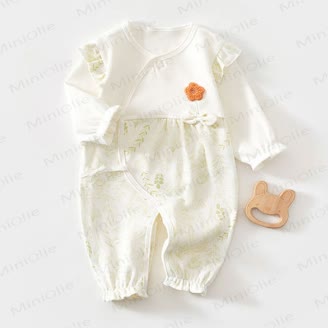 Baby Neugeboren -3D- Blume -Kimono Strampler - Grün - 3-6M - image 7