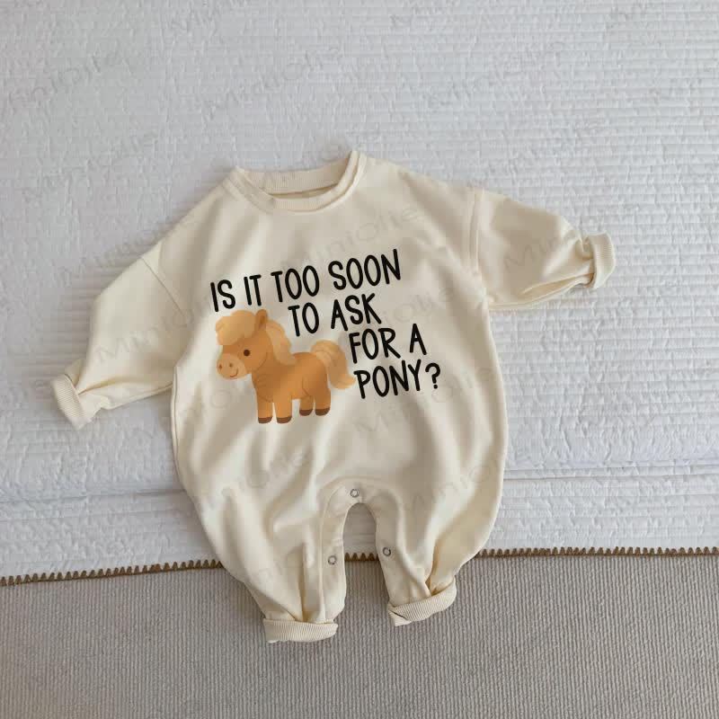 IS IT TOO SOON TO ASK FOR A PONY? Baby Beige in Strampler - Beige - 2-3J - image 1