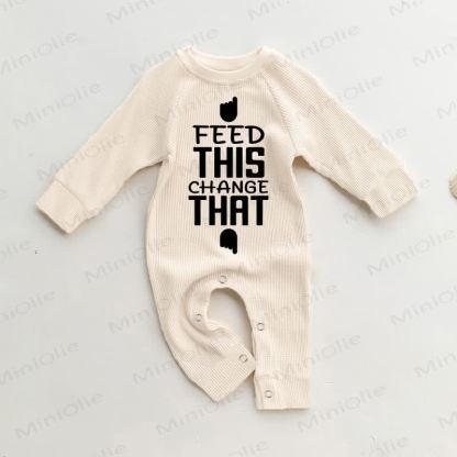 FEED THIS CHANGE THAT Baby Waffel Golf Strampler - Beige - 18-24M - image 1