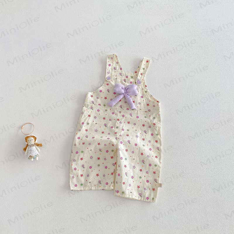 Overalls mit Schleife und Blume für Baby und Kleinkinder / Einfarbig Spitze - Beige Overalls - 5-7J - image 4