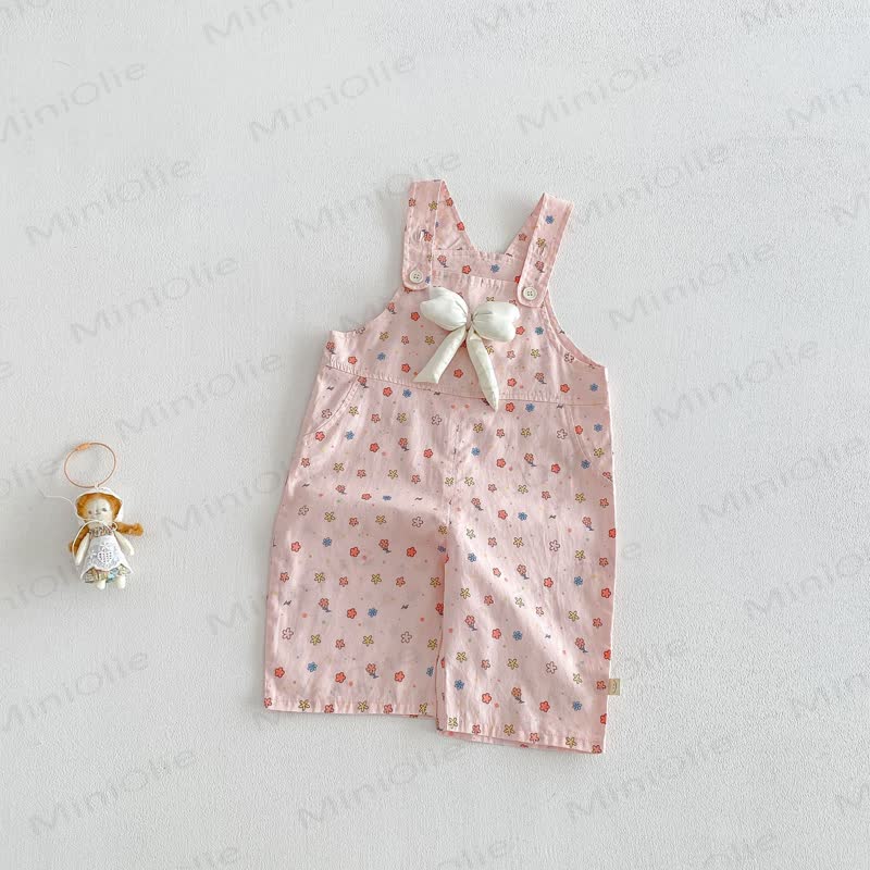 Overalls mit Schleife und Blume für Baby und Kleinkinder / Einfarbig Spitze - Rosa Overalls - 5-7J - image 5