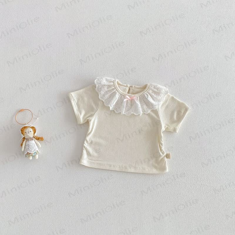 Overalls mit Schleife und Blume für Baby und Kleinkinder / Einfarbig Spitze - Beige Spitze - 5-7J - image 7