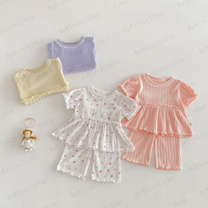 Baby Kleinkind Mädchen Süß Rib 2-teiliges Set - image 1