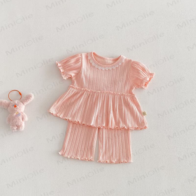 Baby Kleinkind Mädchen Süß Rib 2-teiliges Set - Rosa - 5-7J - image 6