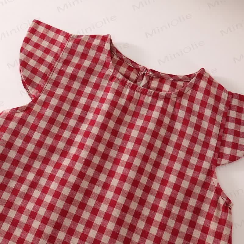 2-teiliges Set für Kind und Mädchen mit Plaid und fliegenden Ärmeln - image 7