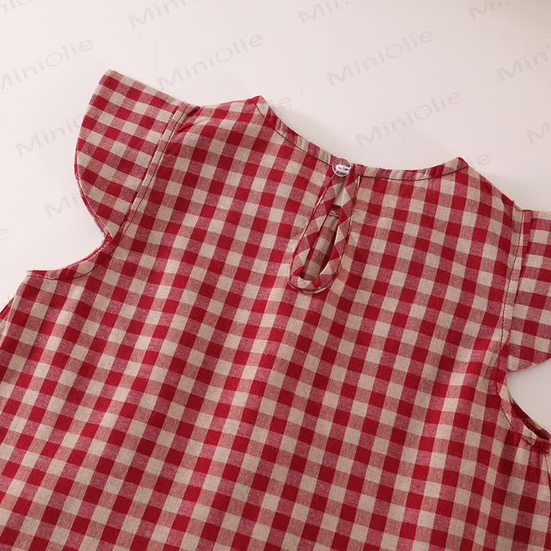 2-teiliges Set für Kind und Mädchen mit Plaid und fliegenden Ärmeln - image 8