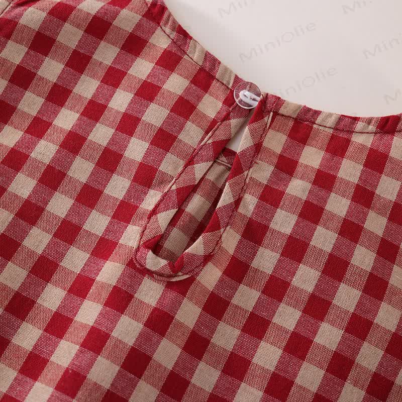 2-teiliges Set für Kind und Mädchen mit Plaid und fliegenden Ärmeln - image 9