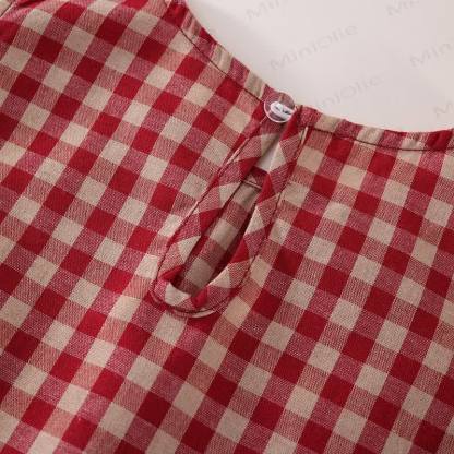 2-teiliges Set für Kind und Mädchen mit Plaid und fliegenden Ärmeln - image 9