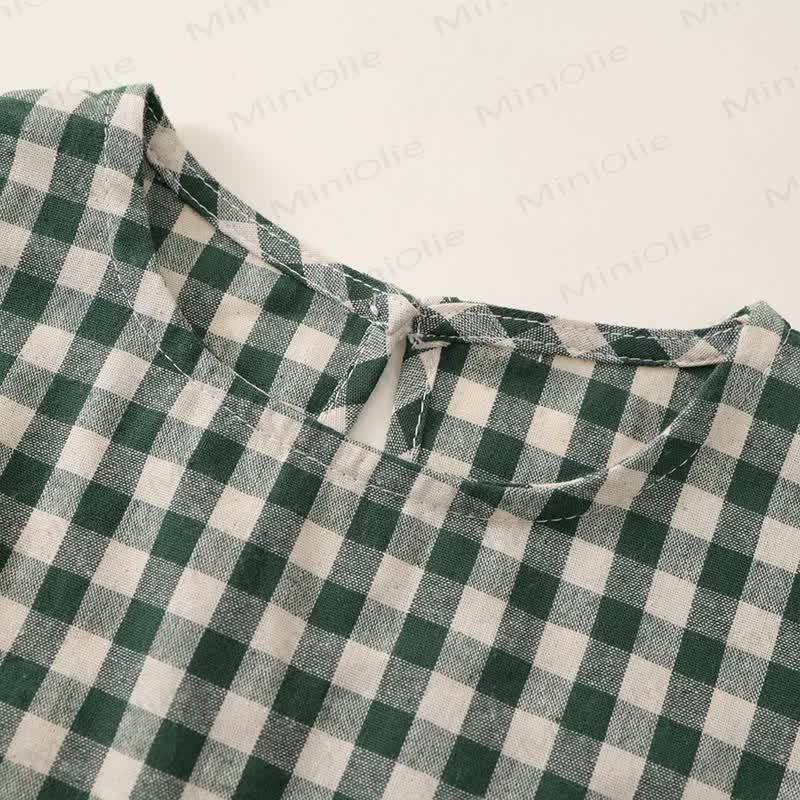 2-teiliges Set für Kind und Mädchen mit Plaid und fliegenden Ärmeln - image 16