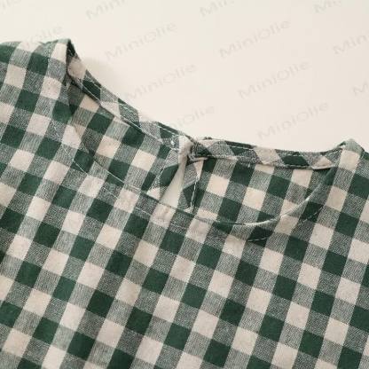 2-teiliges Set für Kind und Mädchen mit Plaid und fliegenden Ärmeln - image 16