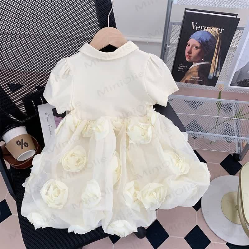 Kleid mit Blume und Polokragen für Kind und Mädchen - image 2