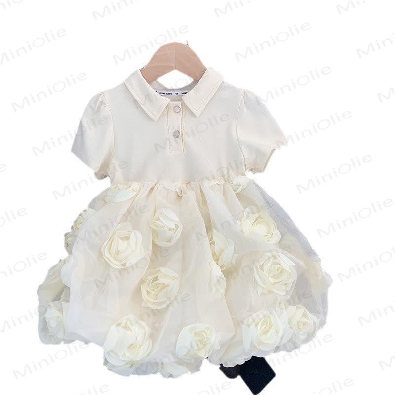 Kleid mit Blume und Polokragen für Kind und Mädchen - image 3