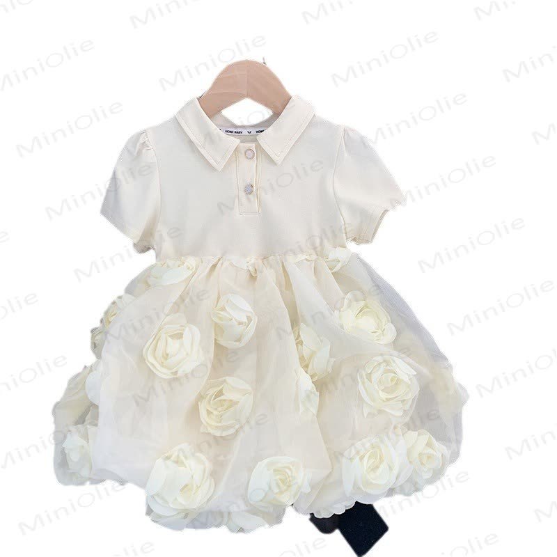 Kleid mit Blume und Polokragen für Kind und Mädchen - image 3