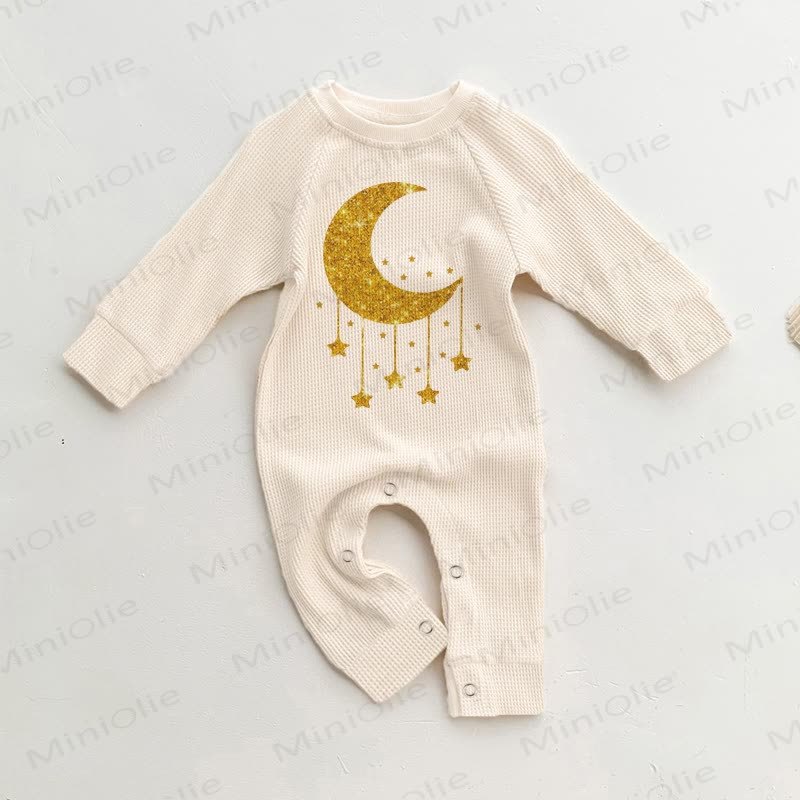 Baby Waffel Pailletten-Mond Strampler - Beige - 18-24M - image 1
