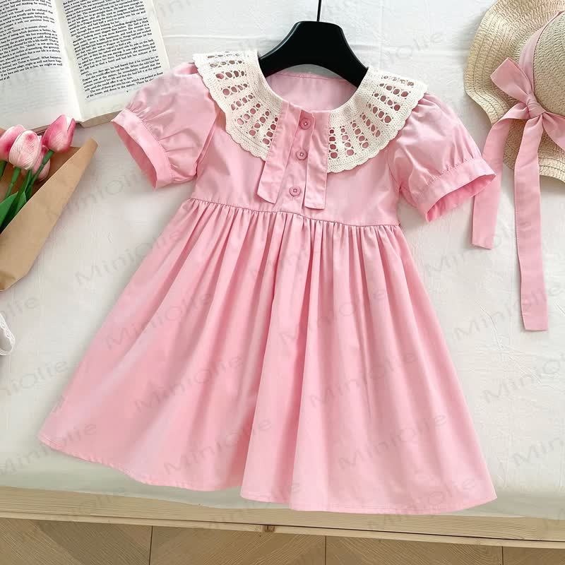 Kleinkind Kleid Einfarbig Lace​ - Rosa - 8Y - image 2