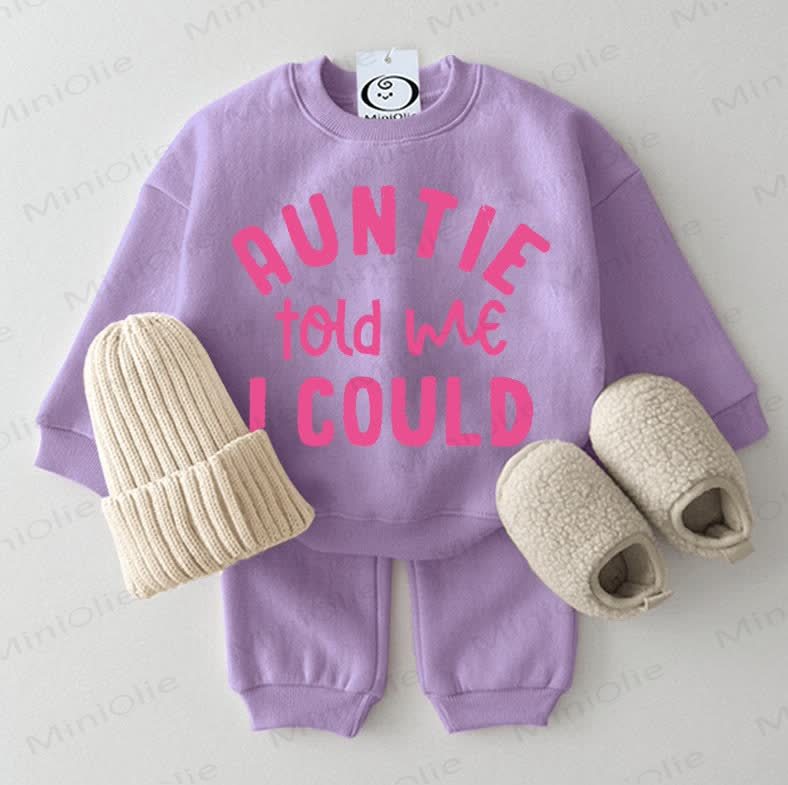 AUNTIE TOLD ME I COULD Baby Lila Sweatshirt 2-teiliges Set - Lila - 2-3J - image 1