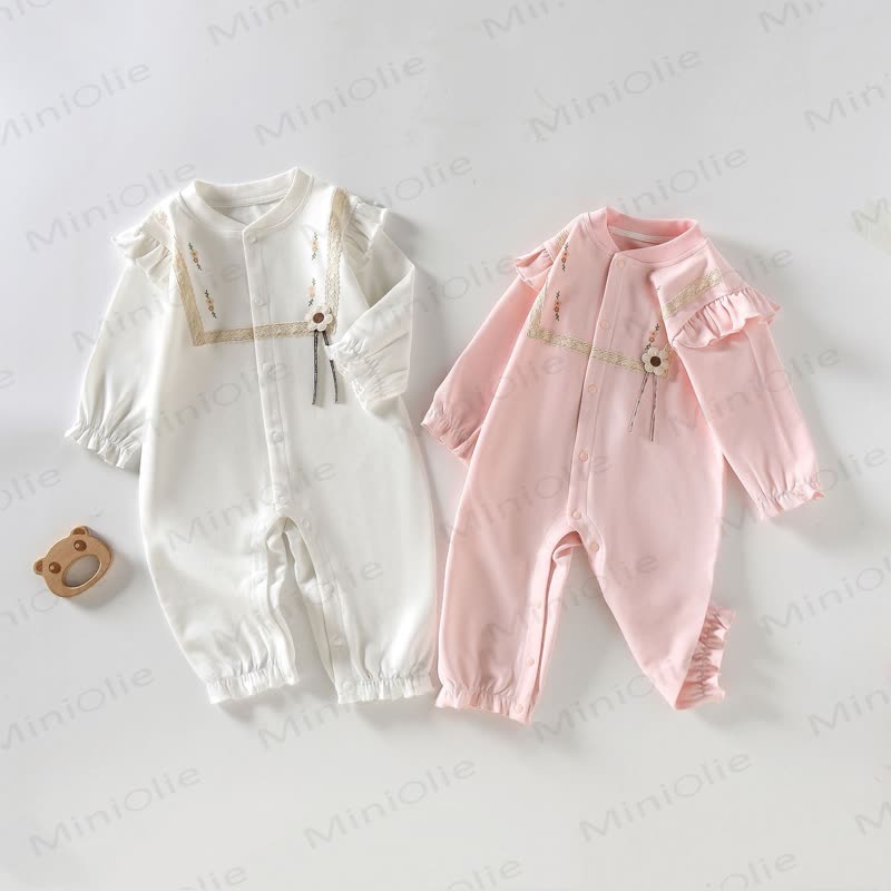 Baby Neugeboren Blume Pyjama Strampler - image 1