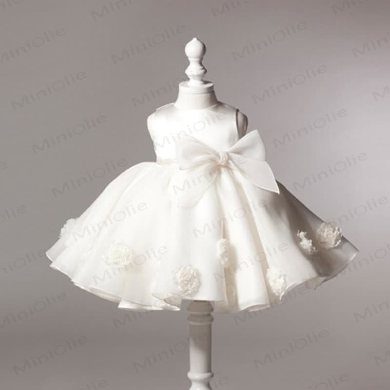 Weißes Kleid mit Schleife und Blume für Baby - Weiß - 24M - image 1