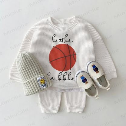 LITTLE DRIBBLER Baby Waffel Sweatshirt , weiß, 2-teiliges Set - Weiß - 18-24M - image 1