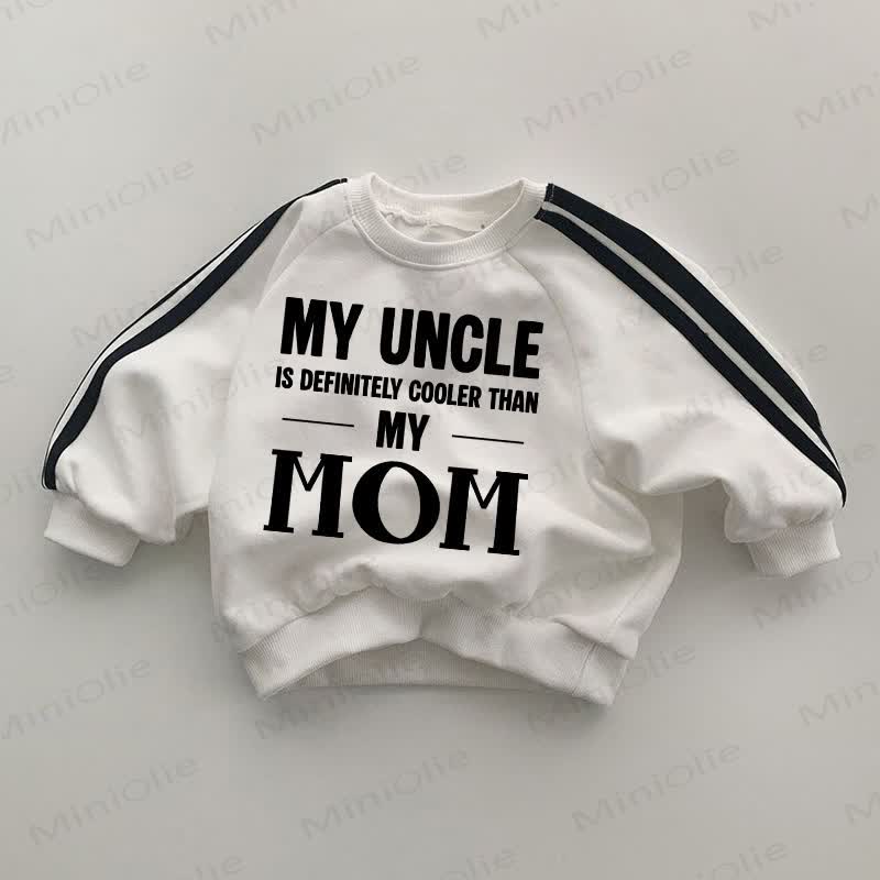 MY UNCLE IS DEFINITELY COOLER THAN MY MOM. Baby Sweatshirt mit Gestreift, weiß. - Weiß - 2-3J - image 1