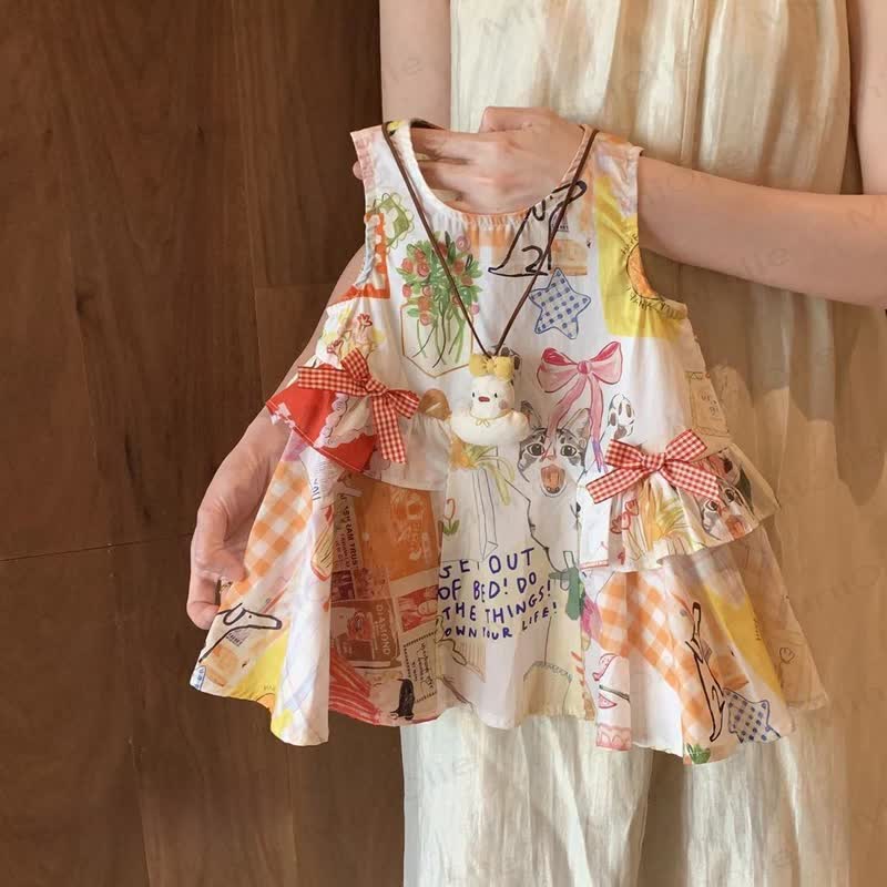 Kleinkind Kleid mit Schleifen für Kleinkinder - Beige Katze - 8Y - image 1