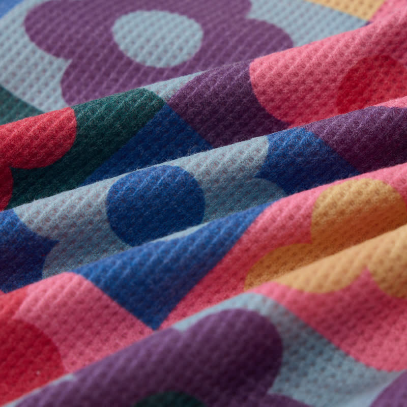 Baby Waffel Sweatshirt mit Bunt Plaid und Blume , 2-teiliges Set in Rosa - image 5