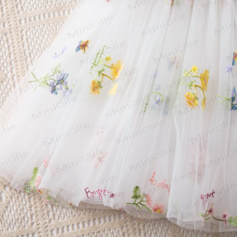 Baby Kleinkind -Mädchen- Schleife aus Mesh mit Gestickt Blume - image 7