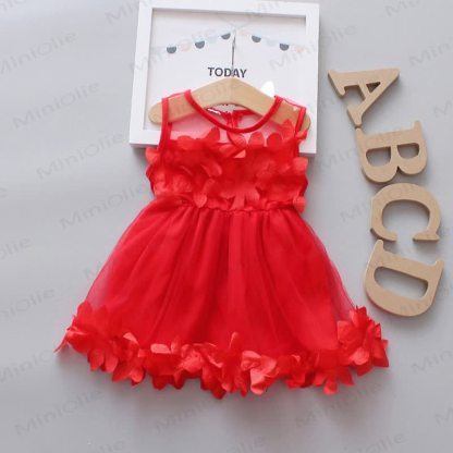 Kleinkind Kleid mit Süß Blume für Baby und Kleinkinder - Rot - 3-5J - image 3