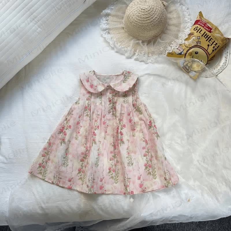 Kleinkind Kleid mit Schleife/ Blume am Halsausschnitt für Baby - Beige - 8Y - image 4