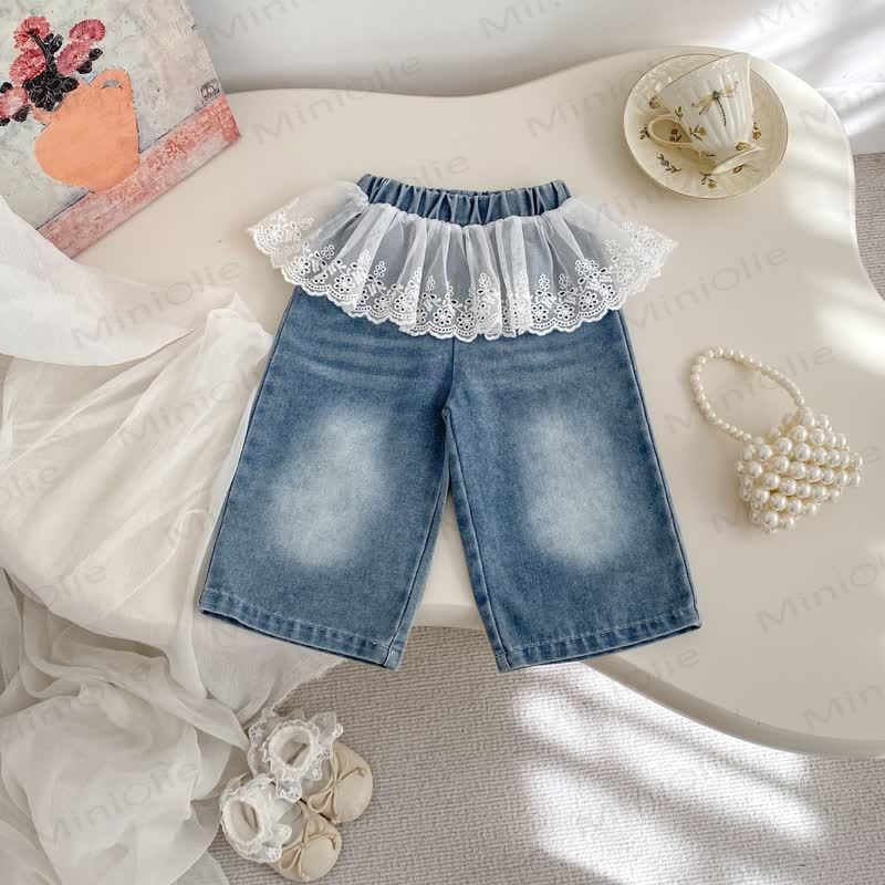 Baby Kleinkind Mädchen Einfarbig Denim mit Hose - image 2