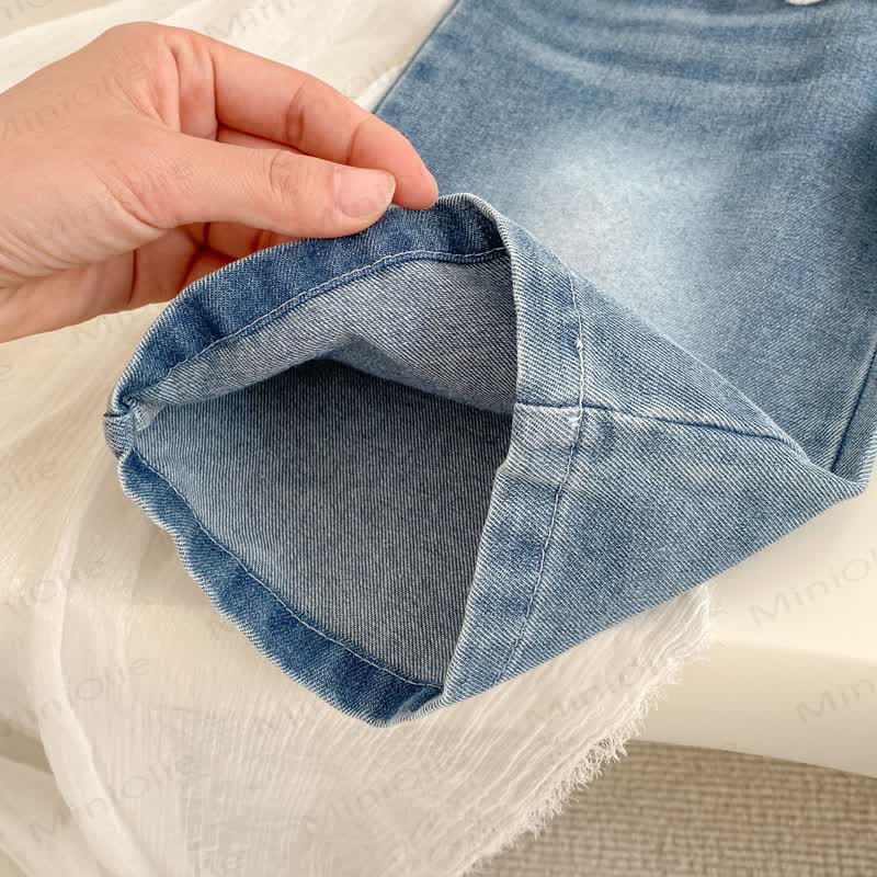 Baby Kleinkind Mädchen Einfarbig Denim mit Hose - image 7