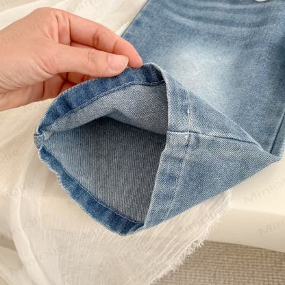 Baby Kleinkind Mädchen Einfarbig Denim mit Hose - image 7